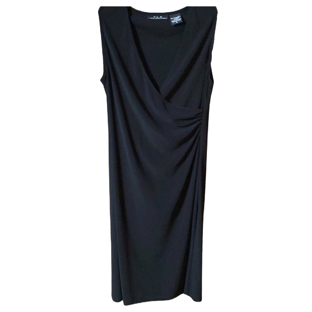 Black Front Wrap Midi Sheath Dress | FLP Faith Love Passion | Size Medium | LBD